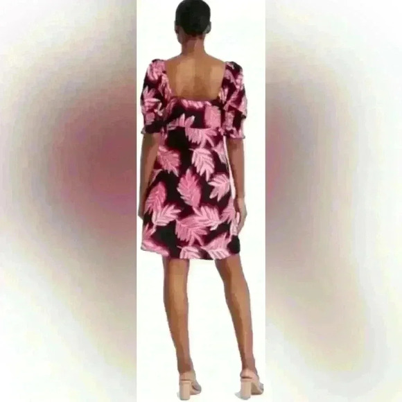 Who What Wear Puff Sleeve Dress Medium NWOT Serengeti Palm - Picture 2 of 3